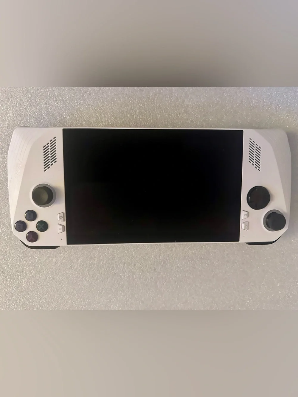 White Handheld Gaming Console with RGB Analog Rings